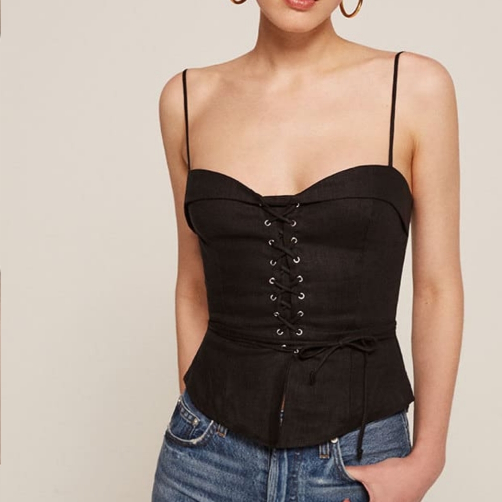 Reformation Clayten Woven Corset Top